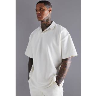 Mens Ecru Oversized Revere Twill Jersey Polo