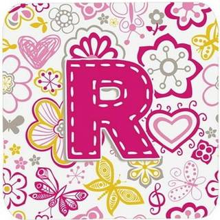 """" Caroline's Treasures CJ2005-RFC Letter R Blomster og sommerfugle lyserøde skumkyst (sæt af 4) 3.5 """" ""Multicolor"" ""