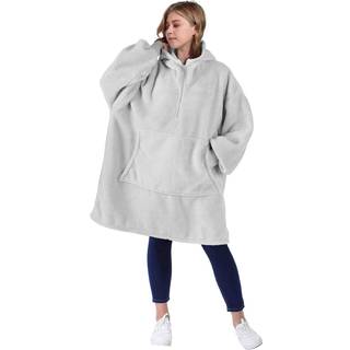 Catalonien overdimensioneret bærbar tæppe hættetrøje sweatshirt med lynlås gigant Faux Shearling Pullover | Gave til voksne kvindelige mænd