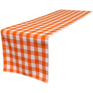 La Linen Poly Checkered Table Runner 14 med 108-tommer orange/hvid rutet gingham