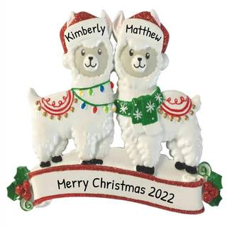 Personaliserede par ornamenter 2024 - Par Llama julepynt 2024 B?rende ornamenter vores f?rste jul sammen ornament 2024 par gaver til jul lama dyr