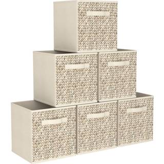 Wisdom Star 6 Pack Fabric Stor opbevaringskuber med h?ndtag Foldbare 13x13 tommer store terningopbevaringsbakker opbevaringskurve til hylder opbe