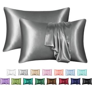 MR & HM Satin Pillowcase til h?r og hud silke satin pudebetr?k 2 pakke king size pude sager s?t med 2 silkeagtigt pudebetr?k med konvolutlukning