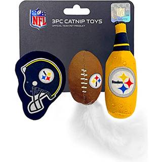 Bedste Plush Cat Toy NFL Pittsburgh Steelers komplet s?t med 3 stykker kat leget?j fyldt med frisk catnip. Inkluderer: 1 hjelmkatleget?j 1 fodbol