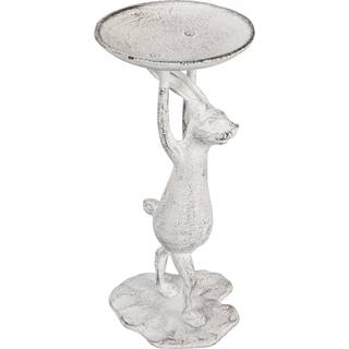 Creative Co-op Cast Iron Bunny Rabbit Pillar Candle Holder (holder 3 tommer søjle stearinlys) hvidkalket finish