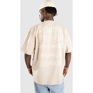Woodbird Bose Scribbel T-shirt - S - taupe brown