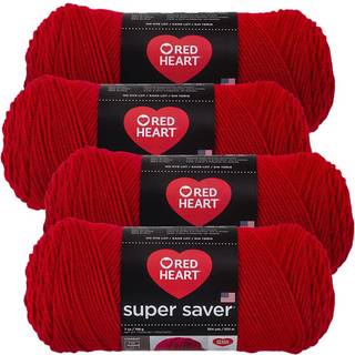 Red Heart Super Saver Yarn (4-Pack 7oz Skeins) (Cherry Red)