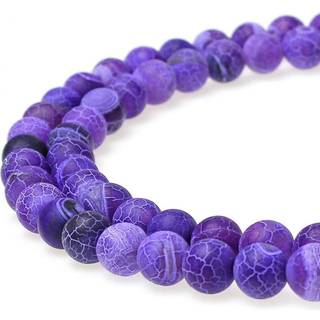 Jartc Nature Frost Cracked Dream Fire Dragon Veins Agate perler Round Stone Perles til smykker, der fremstiller DIY armb?nd halsk?der 15 """" (10 m