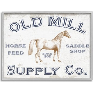 Stupell Industries Old Mill Supply Co. Vintage Hestefoder annonce Gr indrammet vgkunst 20 x 16 Off- White