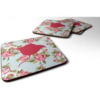 """" Caroline's Treasures BB1094-RS-BU-FC Stingray Shabby Chic Blue Roses Foam Coasters (Sæt på 4) 3.5 """" ""H X 3,5"" """" ""W Multicolor"" ""