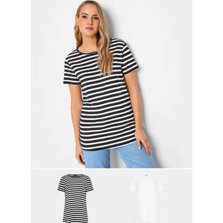 Lts Tall 2 Pack Black & White Stripe Short Sleeve Tshirts 12 Lts | Tall Women's T-Shirts