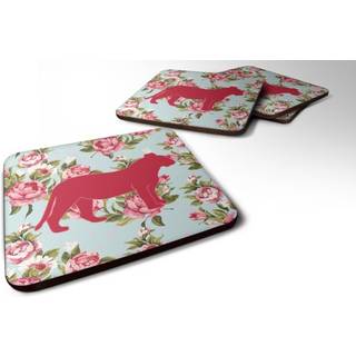 """" Caroline's Treasures BB1010-RS-BU-FC Tiger Shabby Chic Blue Roses Foam Coasters (Sæt på 4) 3,5 """" ""H X 3,5"" """" ""W Multicolor"" ""