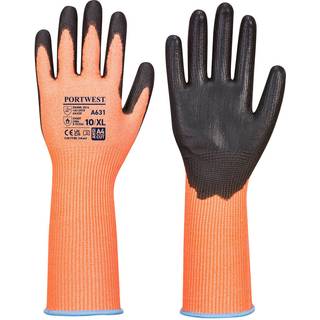 Vis-Tex skærehandske m/lang manchet - Orange/Sort (Størrelse: L)