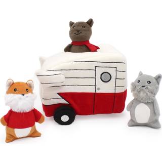 ZippyPaws Burrow Retro Camper & Animal Friends - Interaktivt gemmelegetj til hunde til kedsomhed - Farverige knirkende plyspuslespil til sm og