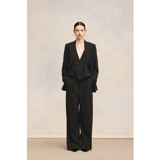 Ami Paris High-rise wool wide-leg pants - black - XXXS
