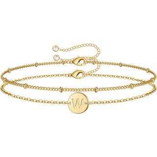 Monozo guldarmbånd til kvinder trendy dainty 14k guldfyldt w bogstav initial armbånd personlig disk monogram charme armbånd smykker gaver til kvi