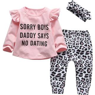 3stk baby pige t?j undskyld drenge far siger ingen dating lang?rmet brev toppe leopard bukser og pandeb?nd outfit s?t (18-24 m?neder)