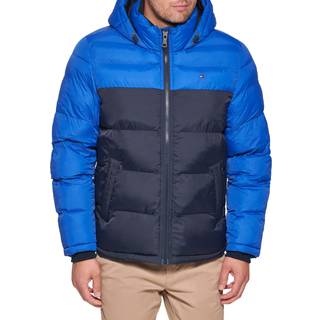Tommy Hilfiger Herre Hooded Puffer Jacket Down Alternative Outerwear Coat Royal Blue ColorBlock 3X-Large Us