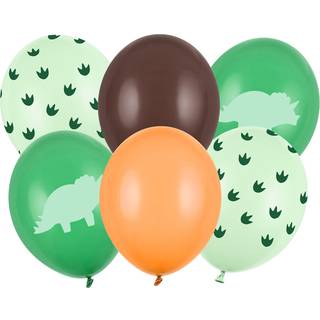 6 stk. Dinosaurballoner 30 cm Mix – Farverige Latexballoner til Enhver Festlig Anledning