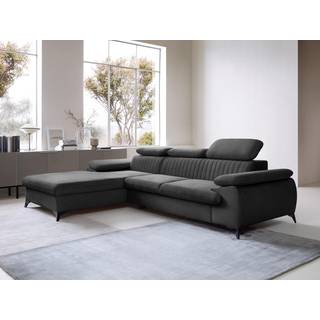 Venstre hjørnesofa i antracitgråt velour, konvertibel, SAMARA fra Pascal Morabito