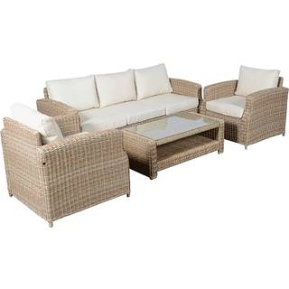 Vila Gotland loungesæt med 3 pers. sofa og hæve/sænke bord - natur