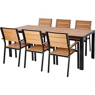 Carlton havesæt 205x90 cm i teaklook med 6 Carlton stole