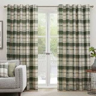 Fusion Fusion Green Balmoral Check Eyelet Curtains