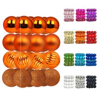 Emopeak 24pcs julekugler ornamenter til juletr? - 4 stil knustfast juletr? dekorationer h?ngende bold til ferie bryllupsfest dekoration (orange 1