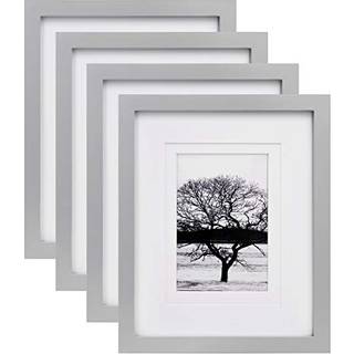 Egofine 8x10 Billedrammer 4 Pack til billede 4x6 eller 5x7 Whit Mat Lavet af massivt tr? d?kket af plexiglas til bordplade og v?gmontering af fot