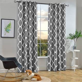 Melodieux marokkansk moderum mørkere blackout Grommet top gardiner 52 x 63 tommer grå (1 panel)