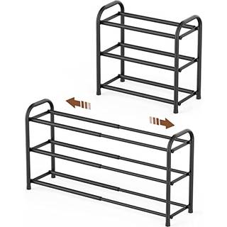 Gonfoam 3-lags udvidelig sko rack justerbar sko hylde opbevaring arrang?r tunge metal fritst?ende sko rack til entryway closet d?r?bning (sort)