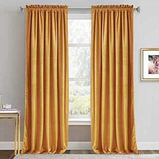 Ryb Home Velvet Curtains 96 tommer - Luksusrum m?rkere gardiner til stue Termiske isolerede paneler til store vindue Hjemindretning Baggrund Bl?d
