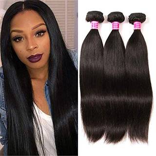 Qinmei brasiliansk lige h?r 3 bundter 10a 100% jomfru uforarbejdet menneskeh?rv?vet udvidelser Brasiliansk Remy Straight Human Hair Bundles Natur