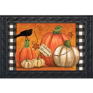 Briarwood Lane Rustic Pumpkins Fall Doormat Primitive Crow Indoor/Outdoor 30 """" X 18 """"