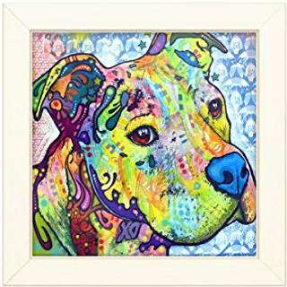 Varemærke kunst 'tankevækkende pitbull III' hvid ramme af Dean Russo 11x11