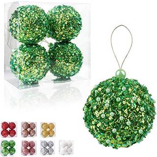 4.25 """" Christmas Ball Ornamenter 4 stk Indstil grøn knustfast juledekorationer Træbolde til juletræer Bryllupsfest Holiday Decorations (grøn)