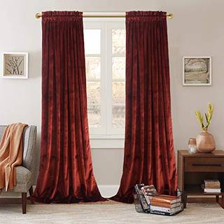 Roslynwood Velvet Luksuriøse Rust Red Elegant Curtain Rod Pocket Curtain Panels Light Reducing Privacy Panels Drapes To Sovroom/Kids Room W52 af
