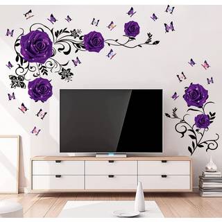 Supzone lilla rose v?g klisterm?rker rose blomst vinstok v?goverf?ringsbillede lilla peony blomster v?gindretning diy vinyl v?gmaleri kunst til s