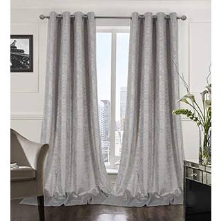 Always4U Soft Velvet Gardiner 108 tommer l?ngde Lang luksus sovev?relse gardiner guld folie tryk vindue gardiner til stue s?t med 2 s?lv
