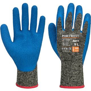 Aramid HR latex skærefast handske - Sort/Blå (Størrelse: XXL)