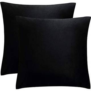 Juspurbet sort fløjl kast pude dækker 16x16 tommer sæt med 2 til stue sofa sofa soveværelse dekorative firkantede solide bløde pude med usynlig l