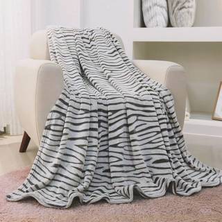 FY Fiber House Flannel fleece kaste mikrofiber t?ppe med 3d zebra print 50 af 60-tommer sort