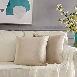 Gigizaza Dekorativ kastpude dækker 16x16 sæt med 2 khaki Champange Square Couch Pillow dækker fløjlsofa Boho pudepuder