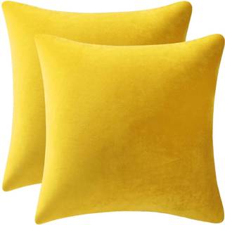 Dezene Couch Pillow d?kker 16x16 gul: 2 pakke hyggelig bl?d fl?jl firkant kast pude sager til bondeg?rd boligindretning