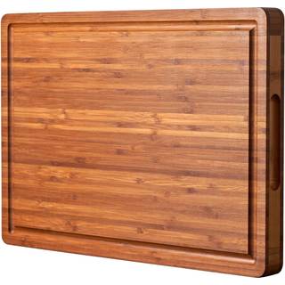 Bambus Wood Cutting Board til k?kken 1 """" Tyk slagterblok ost Charcuterie Board med sideh?ndtag og juice riller 16x11 """"