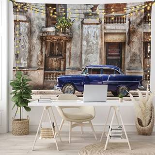 Ambesonne vintage tapestry gammel bil foran en forladt bygning i havana cuba urban landskab bred v?g h?ngende til sovev?relse stue dorm 60 x 40 b