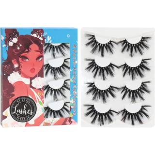 Losha 25mm vipper 3d faux minkvipper fluffy volumen øjenvipper tykke krydsede luksuriøse bløde piskede vipper pak 4 par dramatiske øjenmakeup (45