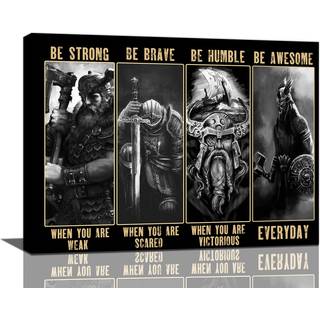 Viking Warrior Wall Art Viking Samurai Billedv?gindretning V?r st?rk inspirerende citater l?rredsmaleri udskrifter vintage motiverende plakatkuns