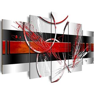 Sort r?dt billede - Abstrakt cirkel Wall Art Square Picture Line and Canvas Maleri Art Stoom Decor (A 40 """" WX20 """" H)