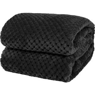 Pavilia sort kast t?ppe til sofa dobbeltseng bl?d fleece kast til sofa stol fuzzy vaffel tekstureret t?ppe hyggeligt varmt letv?gt hele s?sonen t